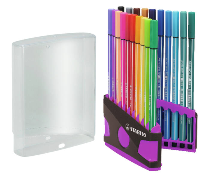 Viltstift  STABILO Pen 68/20 ColorParade in antr/roze etui M ass 20st