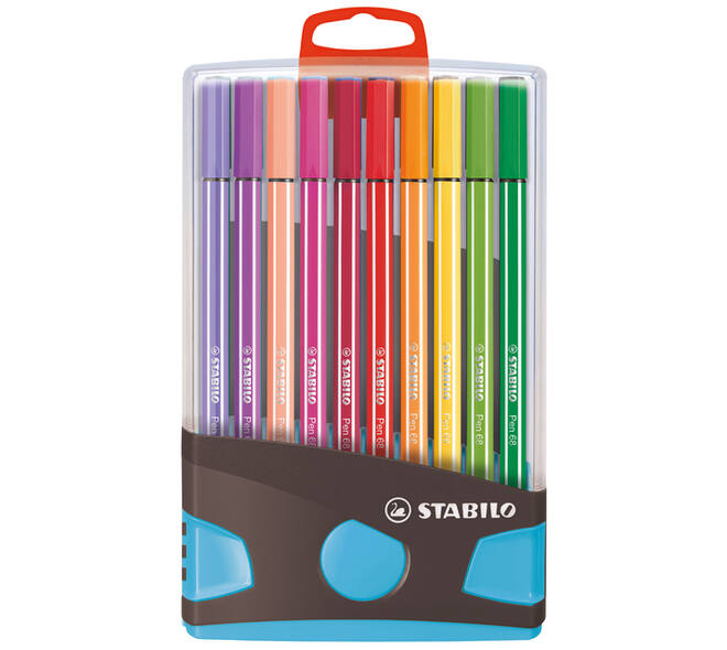 Viltstift  STABILO Pen 68/20 ColorParade in antr/turq etui M ass 20st