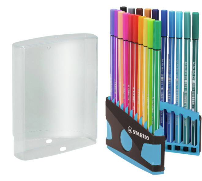 Viltstift  STABILO Pen 68/20 ColorParade in antr/turq etui M ass 20st