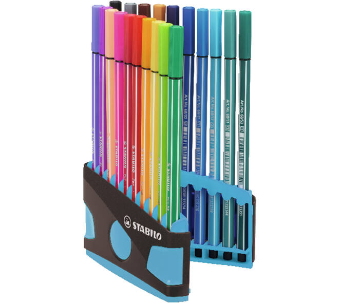 Viltstift  STABILO Pen 68/20 ColorParade in antr/turq etui M ass 20st