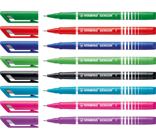 Fineliner STABILO Sensor 189/8 fijn assorti etui à 8 stuks