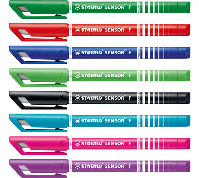 Fineliner STABILO Sensor 189/8 fijn assorti etui à 8 stuks