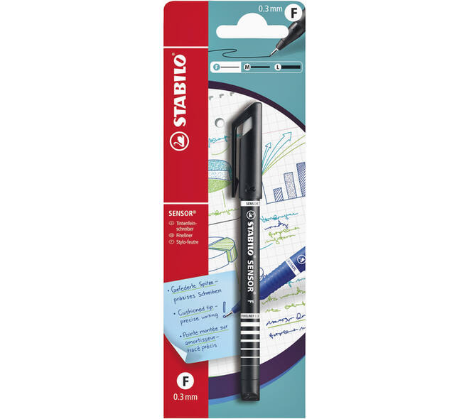 Fineliner STABILO Sensor 10198 fijn zwart blister à 1 stuk