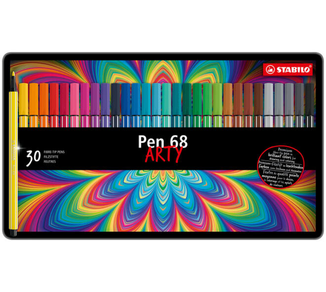 Viltstift STABILO Pen 68/30 Arty medium assorti blik à 30 stuks