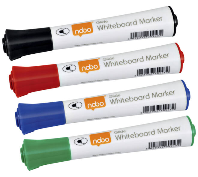 Whiteboardmarker Nobo Glide rond assorti 3mm 4st