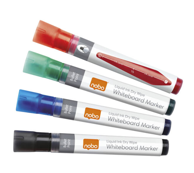 Whiteboardmarker Nobo Liquid ink rond assorti 3mm 4st