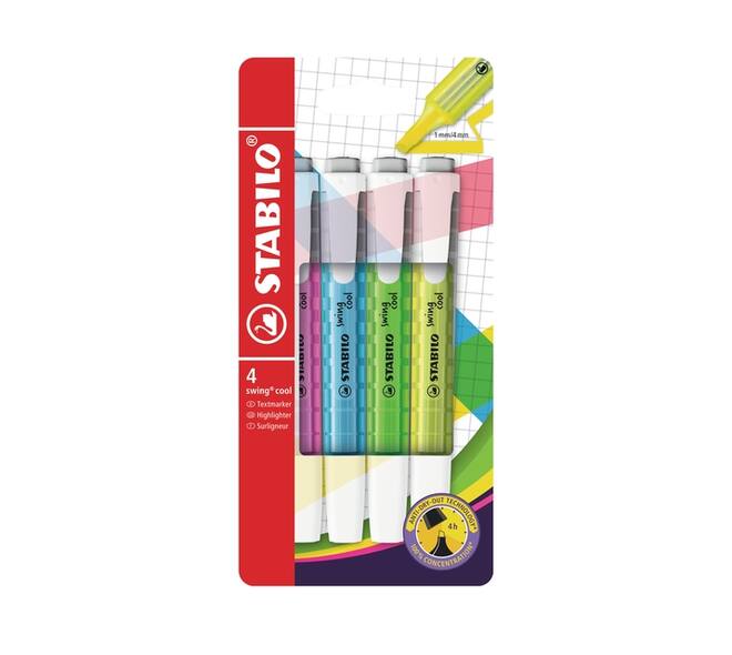 Markeerstift STABILO Swing cool 275/4 assorti etui à 4 stuks