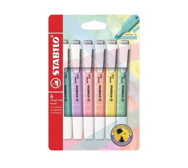 Markeerstift STABILO Swing cool 275/6 pastel assorti etui à 6 stuks