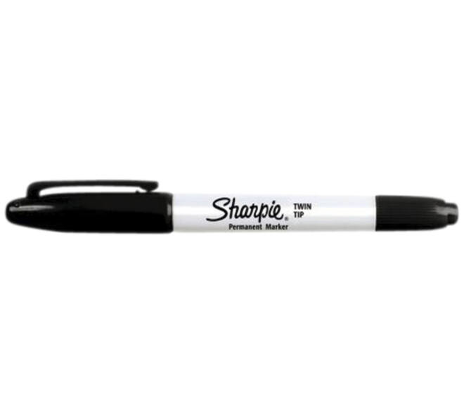 Viltstift Sharpie rond Twin tip ultra fijn & fijn zwart 2 stuks