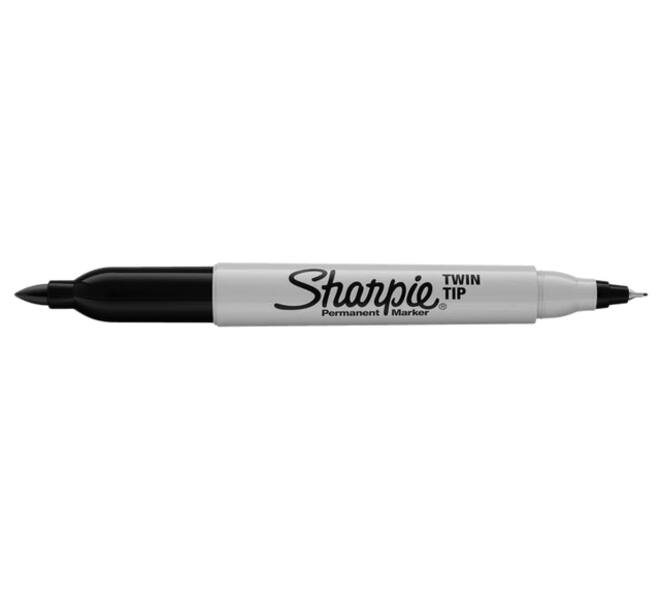 Viltstift Sharpie rond Twin tip ultra fijn & fijn zwart 2 stuks