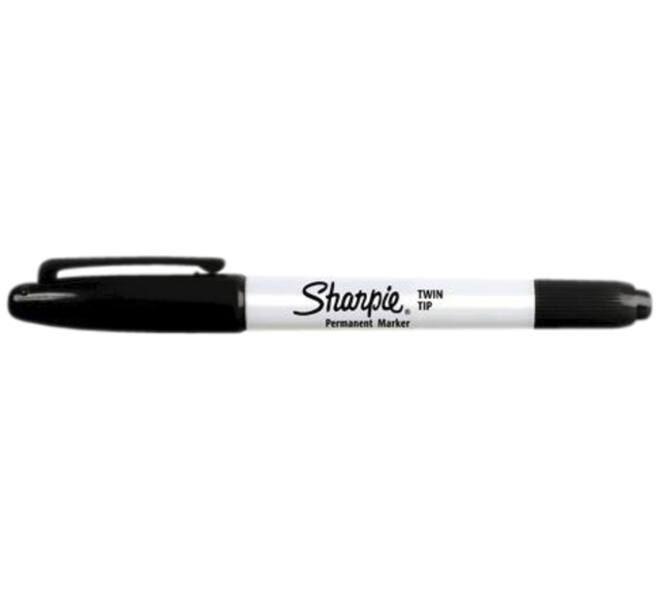 Viltstift Sharpie rond Twin tip ultra fijn & F zwart blister à 1 stuk
