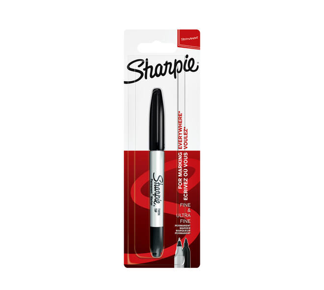Viltstift Sharpie rond Twin tip ultra fijn & F zwart blister à 1 stuk