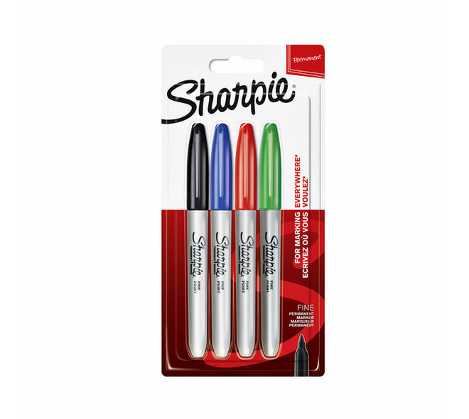 Viltstift Sharpie rond fine assorti blister à 4 stuks