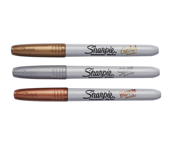 Viltstift Sharpie rond fijn metallic assorti blister à 3 stuks