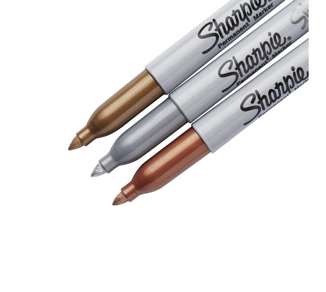 Viltstift Sharpie rond fijn metallic assorti blister à 3 stuks