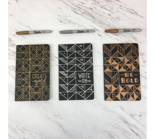 Viltstift Sharpie rond fijn metallic assorti blister à 3 stuks