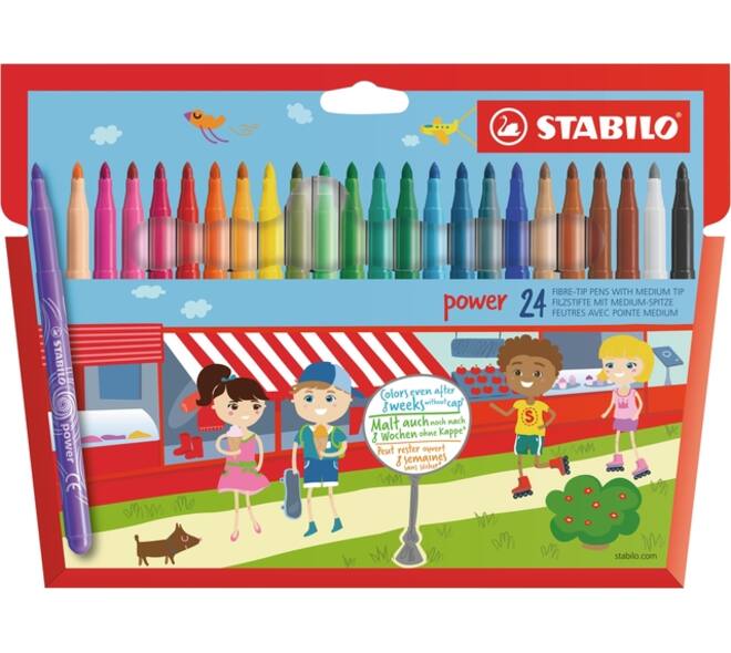 Viltstift STABILO power 280/24 assorti etui à 24 stuks