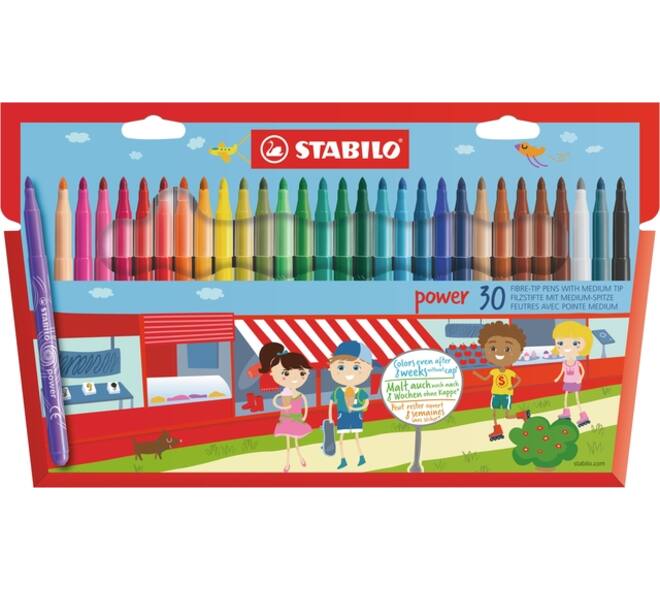 Viltstift STABILO power 280/30 assorti etui à 30 stuks