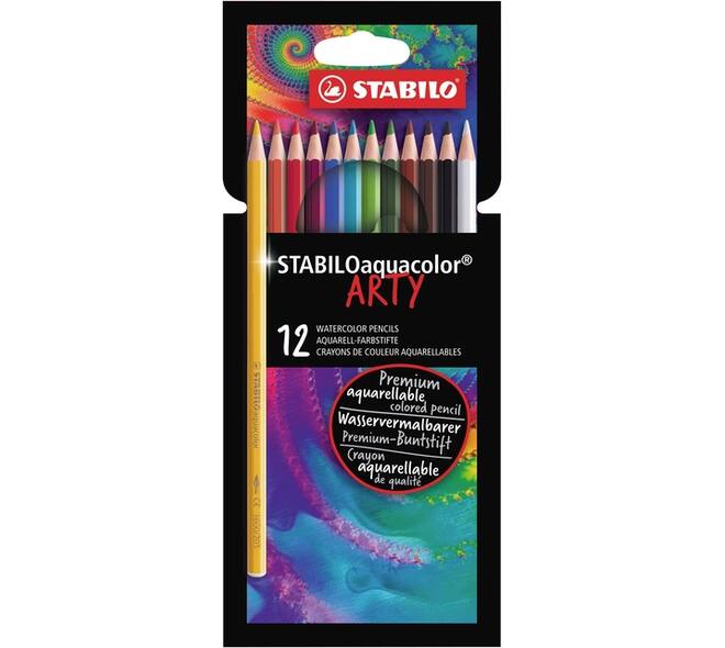 Kleurpotloden STABILO 1624 aquacolor Arty assorti etui à 12 stuks