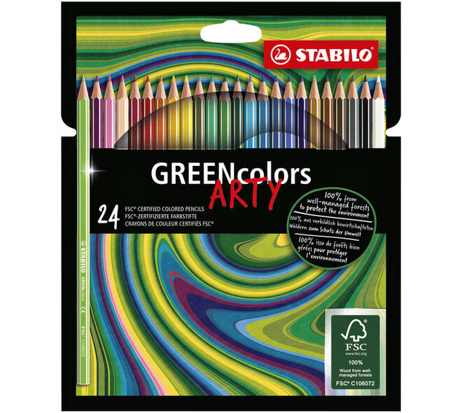 Kleurpotloden STABILO 6019 GREENcolors Arty assorti etui à 24 stuks