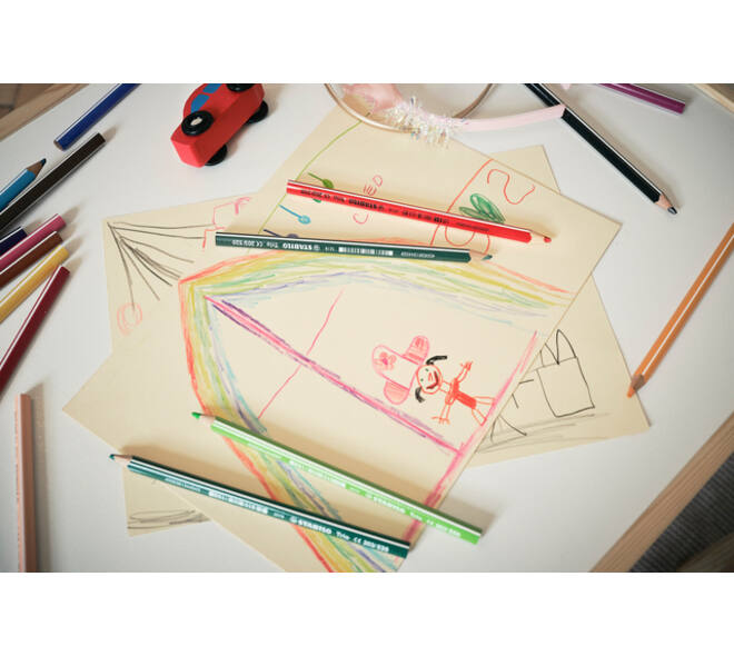 Kleurpotloden STABILO 203 Trio dik assorti kartonnen etui à 12 stuks