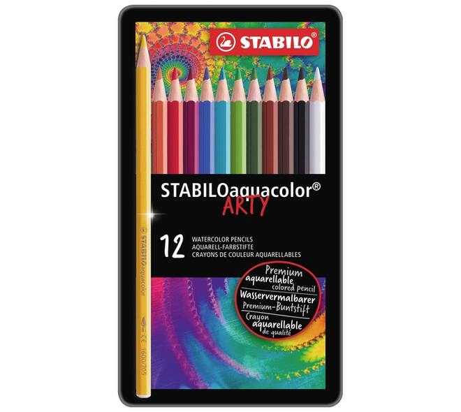 Kleurpotloden STABILO 1612 aquacolor assorti blik à 12 stuks