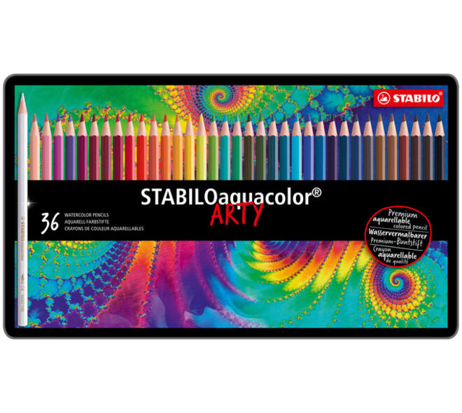 Kleurpotloden STABILO 1636 aquacolor assorti blik à 36 stuks