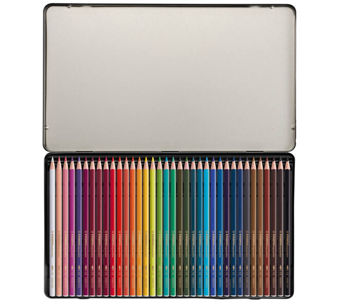 Kleurpotloden STABILO 1636 aquacolor assorti blik à 36 stuks