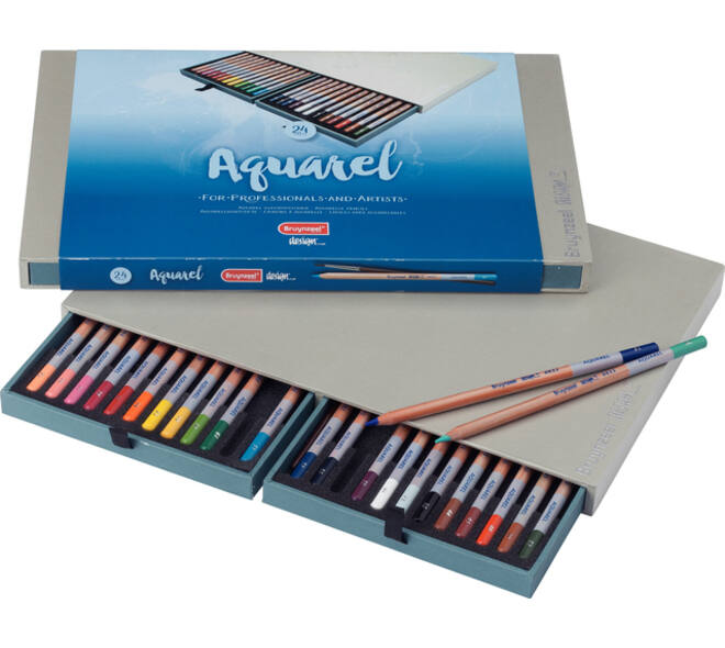 Kleurpotloden Bruynzeel Design met luxe bewaardoos aquarel ass 24st