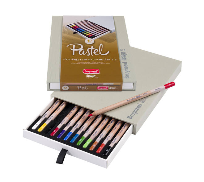 Pastelpotlood Bruynzeel Design met luxe bewaardoos assorti 12 stuks