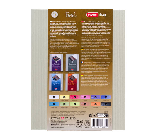 Pastelpotlood Bruynzeel Design met luxe bewaardoos assorti 12 stuks