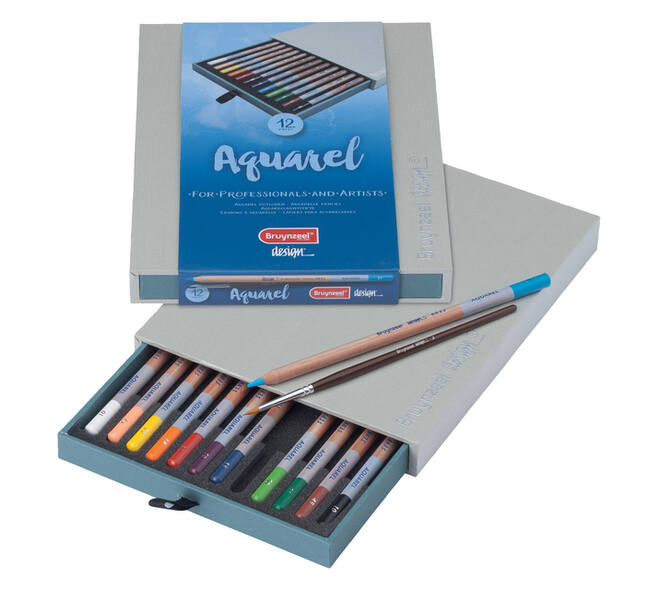 Kleurpotloden Bruynzeel Design met luxe bewaardoos aquarel ass 12st