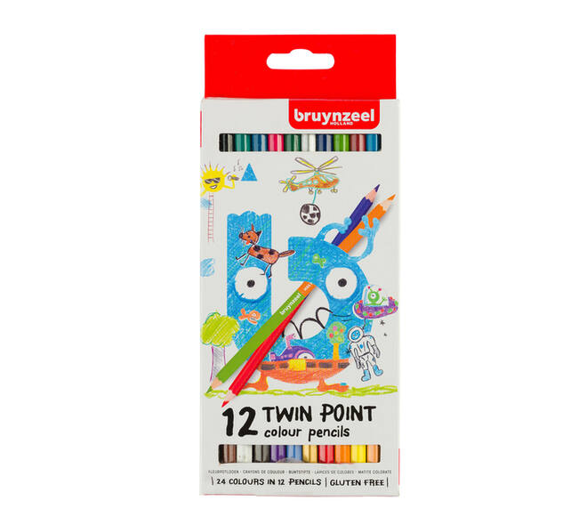 Kleurpotloden Bruynzeel Kids Twin Point assorti 12 stuks