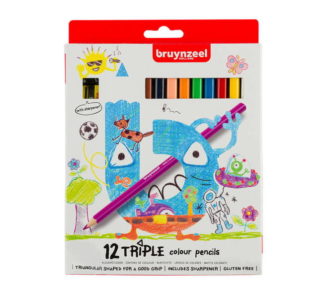 Kleurpotloden Bruynzeel Kids Triple assorti 12 stuks