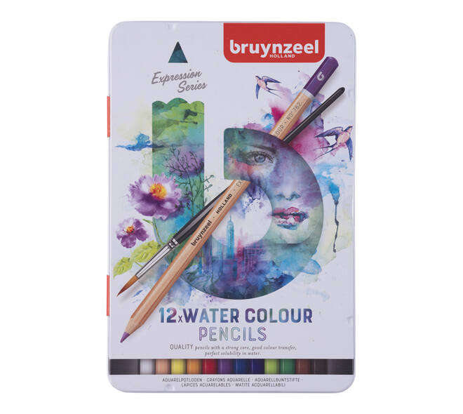 Kleurpotloden Bruynzeel Expression aquarel assorti blik à 12 stuks