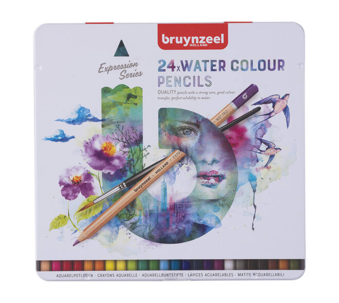 Kleurpotloden Bruynzeel Expression aquarel assorti blik à 24 stuks