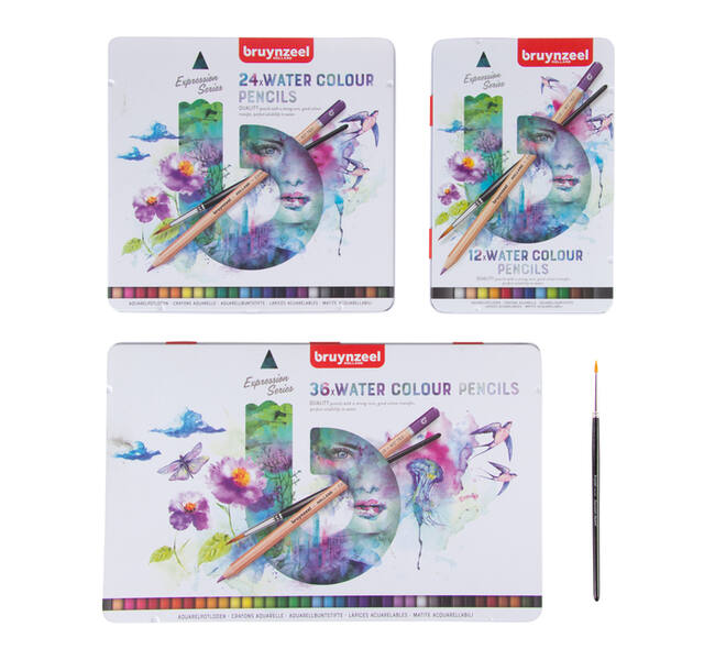 Kleurpotloden Bruynzeel Expression aquarel assorti blik à 12 stuks
