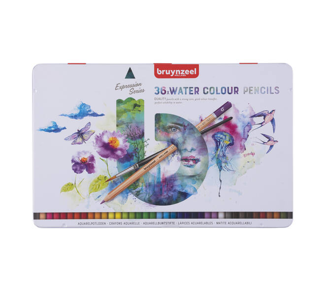 Kleurpotloden Bruynzeel Expression aquarel assorti blik à 36 stuks