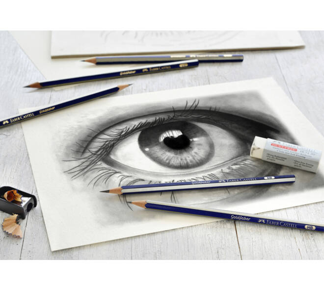 Potlood Faber-Castell 6 hardheden inclusief puntenslijper en gum