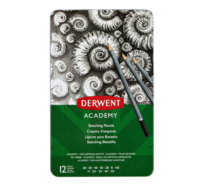 Potlood Derwent Academy 6B5H assorti hardheden blik à 12 stuks