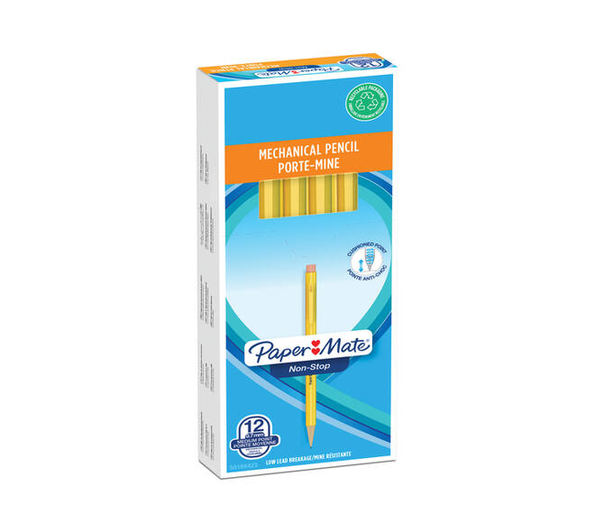 Vulpotlood Paper Mate non stop 0.7mm HB met clip en gum geel