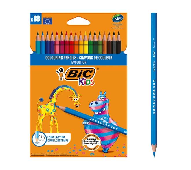 Kleurpotloden BicKids Evolution ecolutions ass blister à 18st
