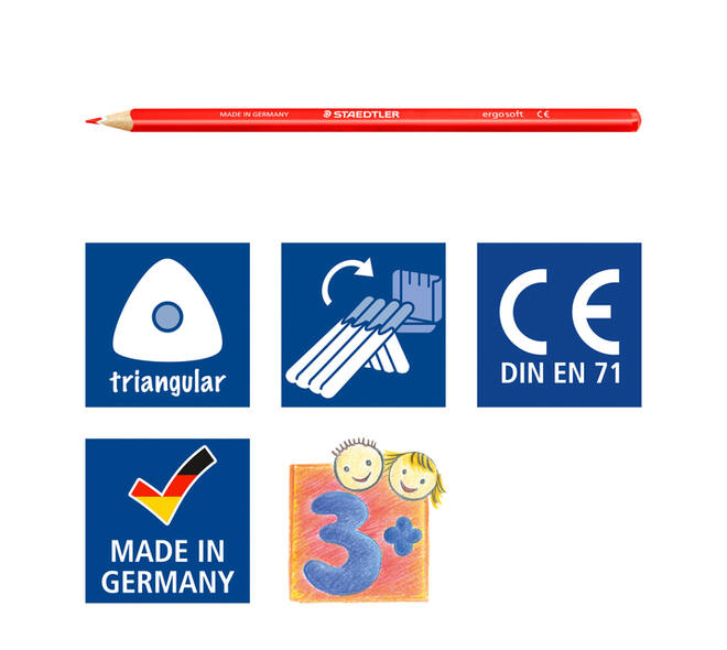 Kleurpotloden Staedtler Ergosoft driekantig 12stuks assorti