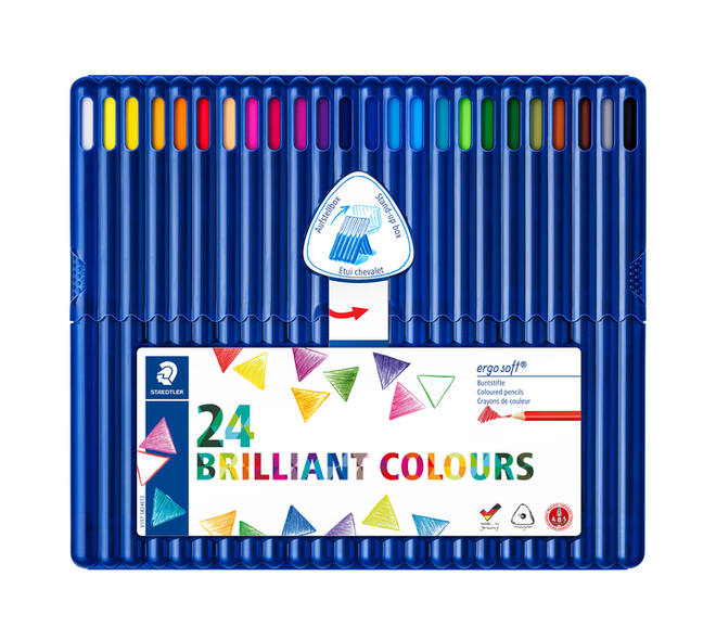 Kleurpotloden Staedtler Ergosoft driekantig 24stuks assorti