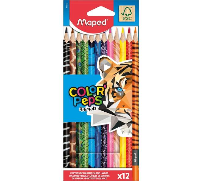 Kleurpotlood Maped Color'Peps Animals set à 12 kleuren