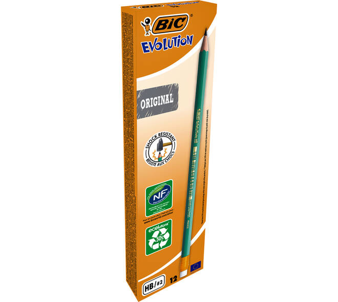 Potlood Bic Evolution ecolutions 655 zeshoekig HB met gumtop