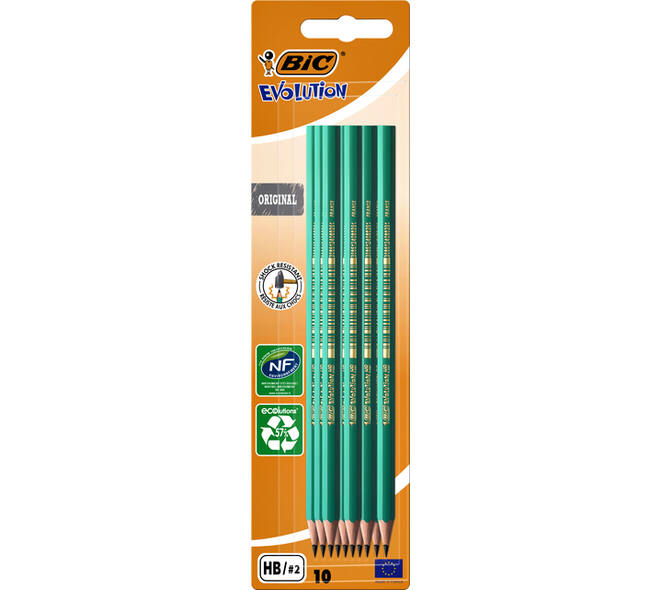 Potlood Bic Evolution ecolutions 655 zeshoekig HB blister à 10 stuks