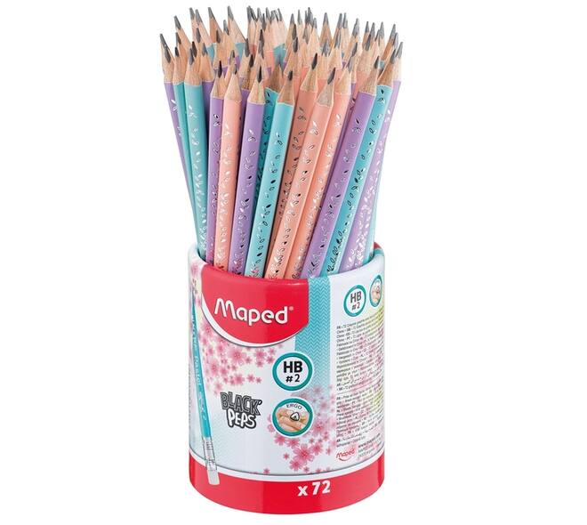 Potlood Maped Black'Peps met gum pot à 72 stuks pastel