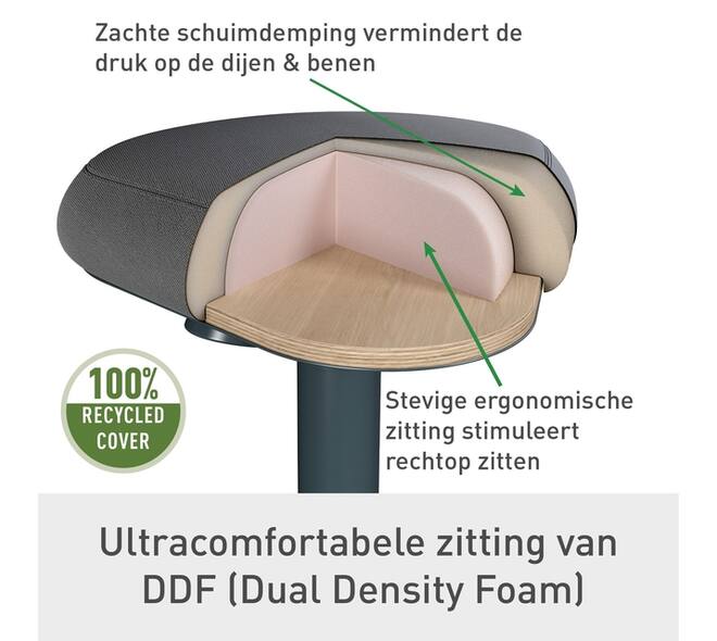 Actieve zit-stakruk Leitz Ergo met gasveer 57-82cm zwart