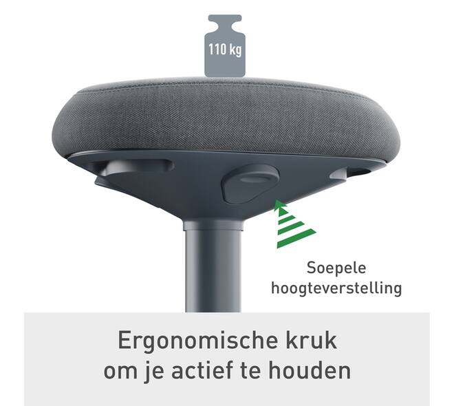 Actieve zit-stakruk Leitz Ergo met gasveer 57-82cm zwart